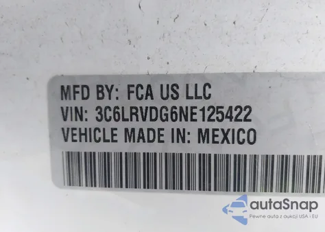 2022 Ram Promaster 2500 High Roof 159 Wb z USA, uszkodzony, nr VIN 3C6LRVDG6NE125422